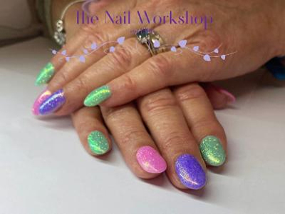 Green Pink and Lilac with Glitters